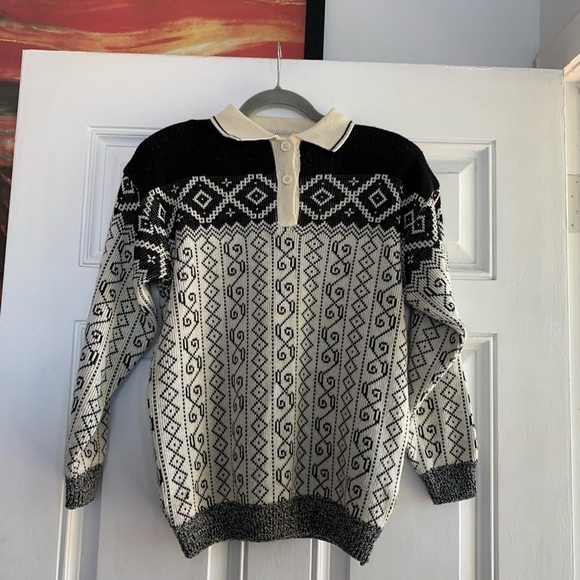 Vintage Partners By Mervyns Button Sweater Black White‎   Woman Small - Picture 2 of 6